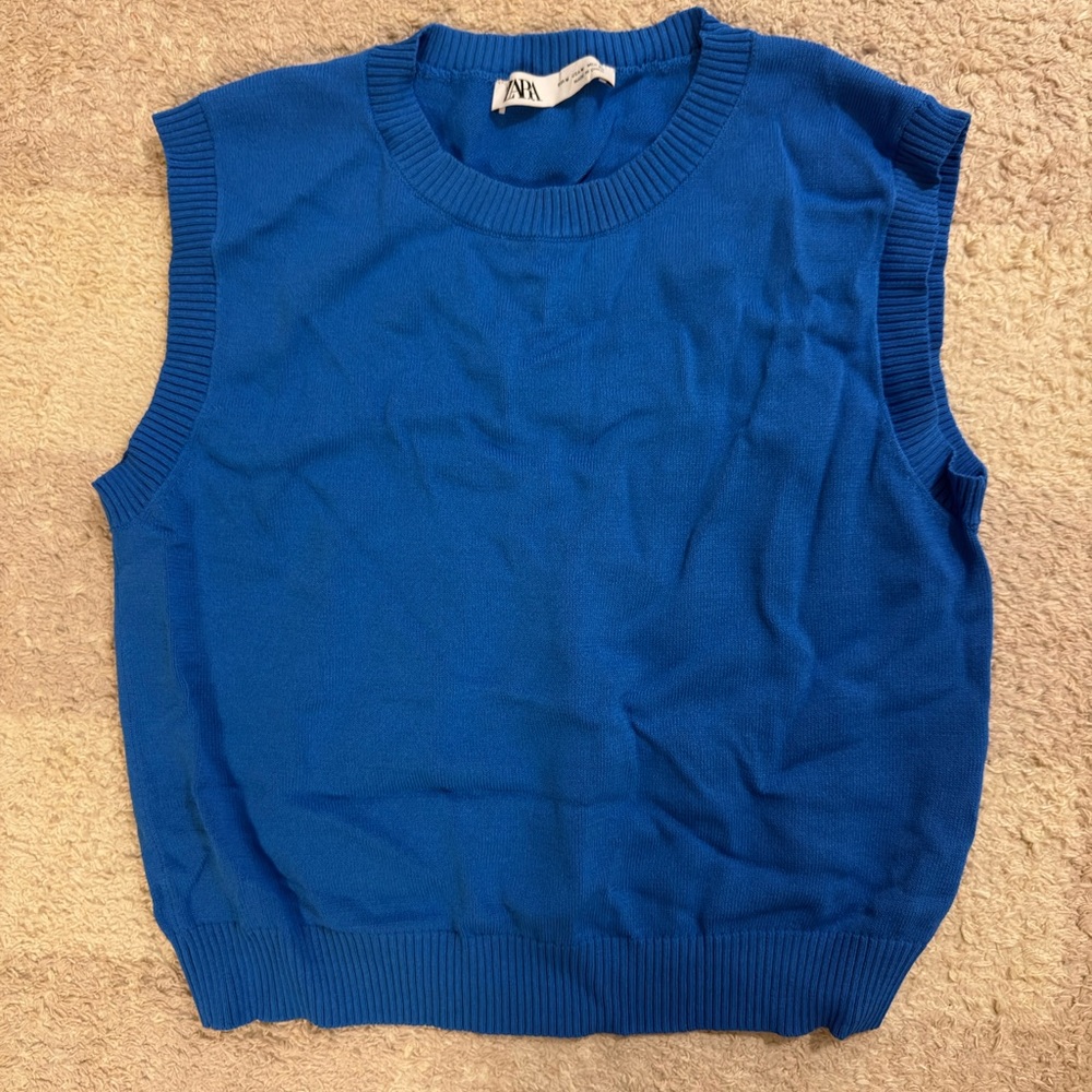 Zara Bright Blue Knit Top size M NWOT